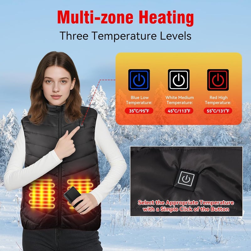 YaoFaFa Heated Vest: Premium Heated Vest for Men with 9-Zone Heating, 3 Adjustable Heating Modes 10000mAh Battery for Outdoor - Image 3